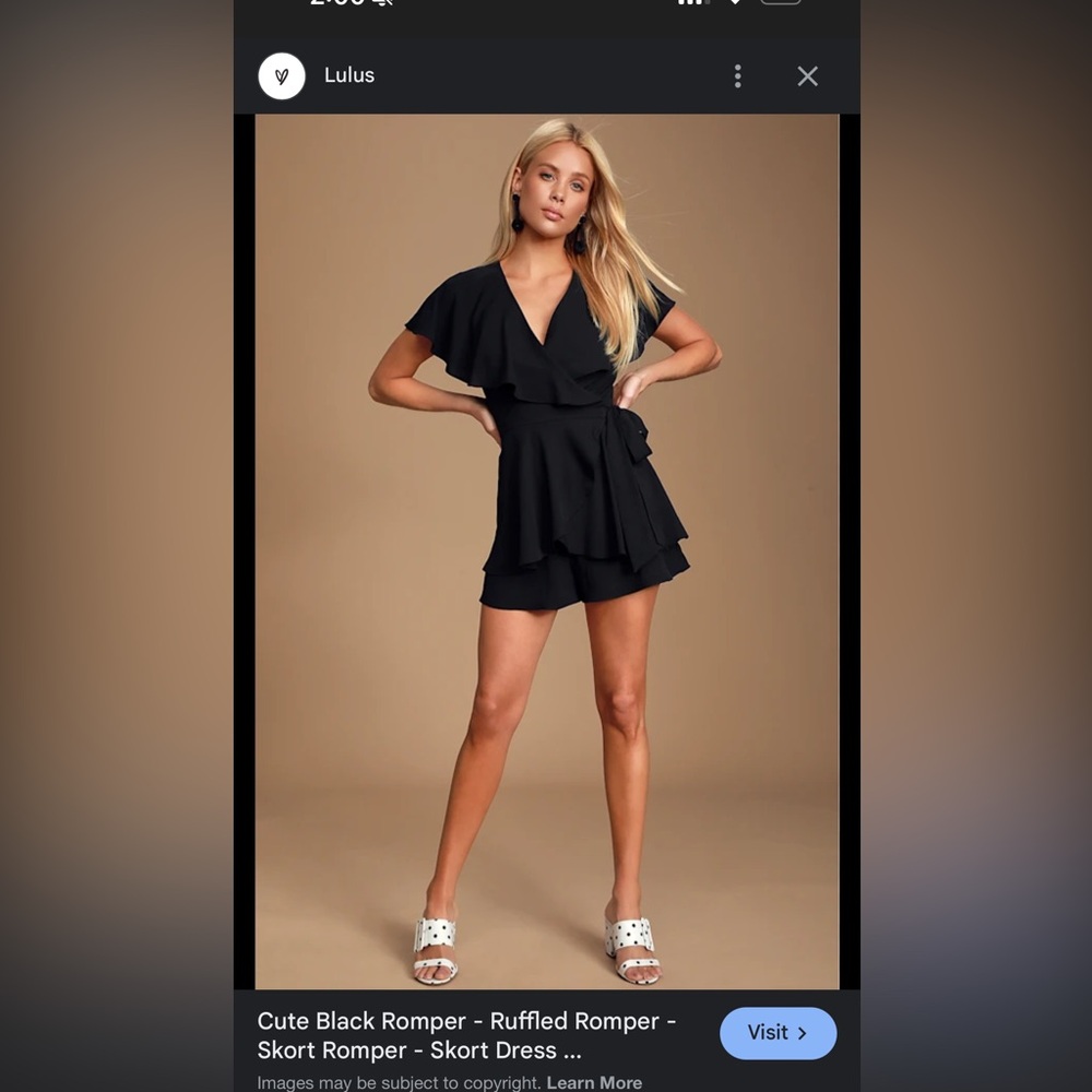 LULUS Black Ruffled Wrap Romper